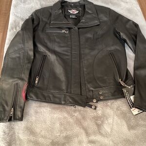 NWT black leather Harley Davidson jacket size Large